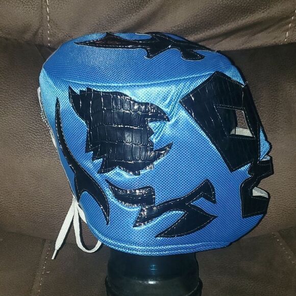 Lucha Libre Wrestling Mask Blue Black Nacho Libre - Picture 2 of 5